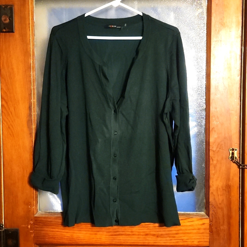 Womens Forrest green button up cardigan